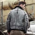 Jeremy Grey Black Shearling Fur SF Bomber Jacket