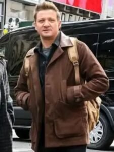Jeremy Renner Hawkeye Leather Brown Jacket