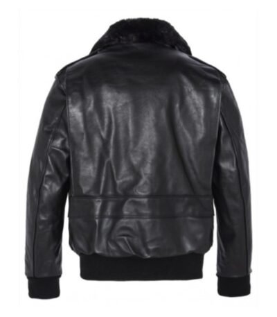 Jethro Black Leather Bomber jacket