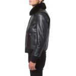 Jethro Black Leather Bomber jacket