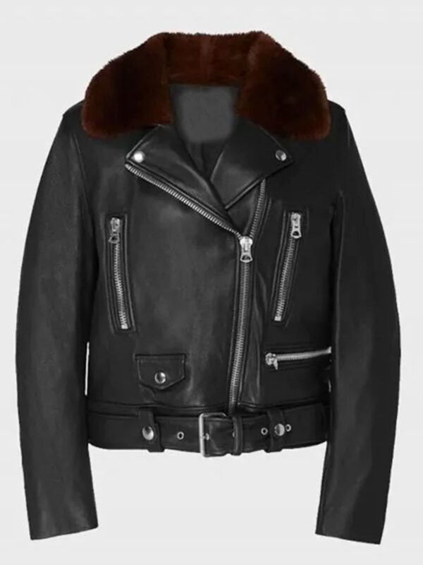 Jillian Black Motorcycle Real Leather Jacket
