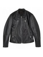 Jimin FACE Black Biker Leather Jacket