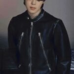 Jimin FACE Black Biker Leather Jacket