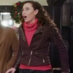Jocelyn Christmas Couples Retreat Maroon Biker Jacket