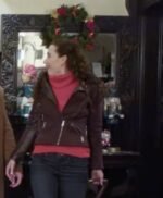 Jocelyn Christmas Couples Retreat Maroon Biker Jacket
