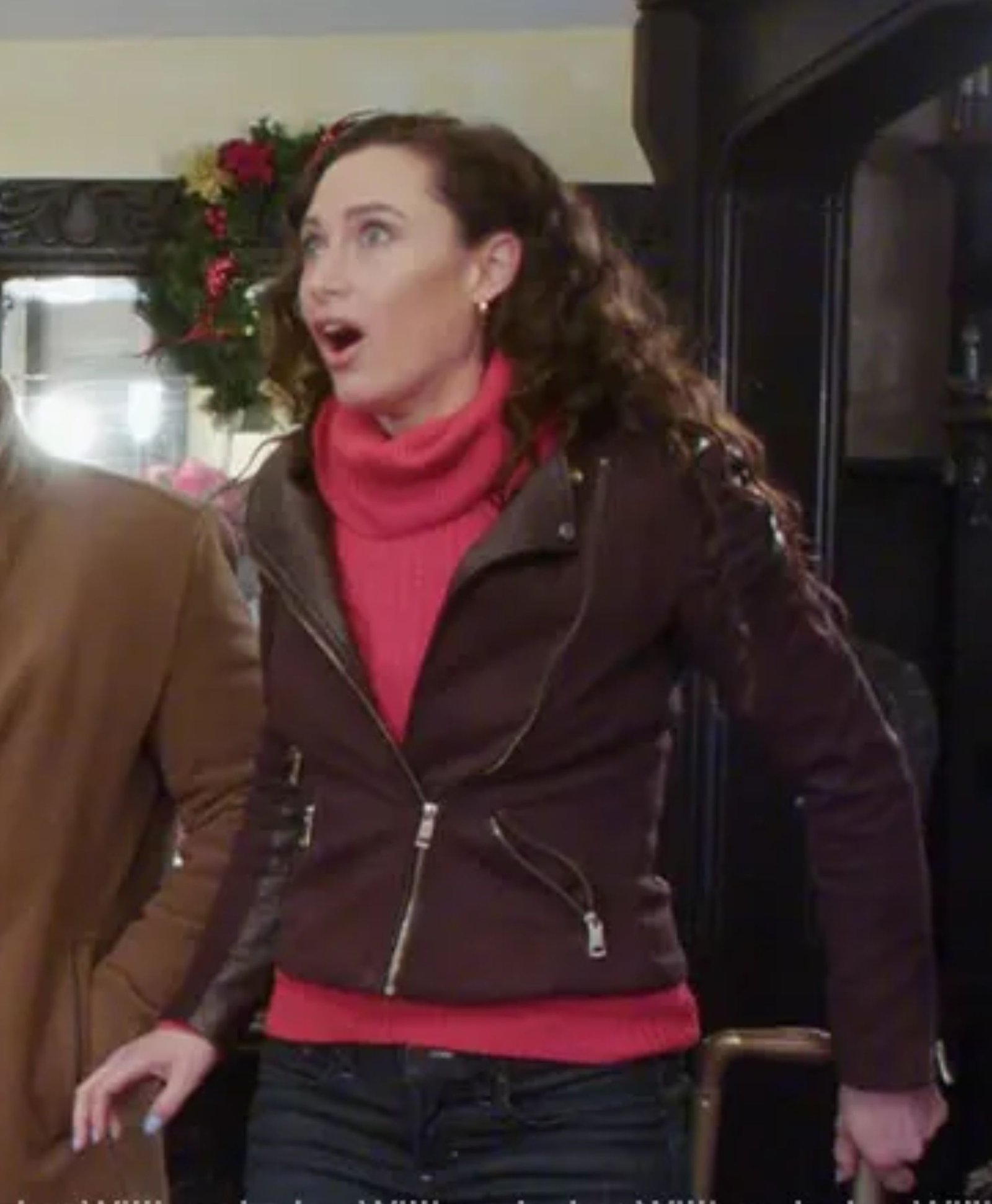 Jocelyn Christmas Couples Retreat Maroon Biker Jacket Jocelyn Christmas Couples Retreat Maroon Biker Jacket