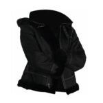 Joel Sheepskin Shearling Fur Black Hooded Jacket