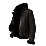 Joel Sheepskin Shearling Fur Black Hooded Jacket