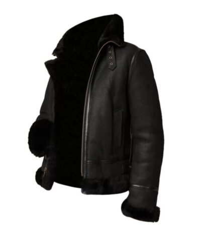 Joel Sheepskin Shearling Fur Black Hooded Jacket