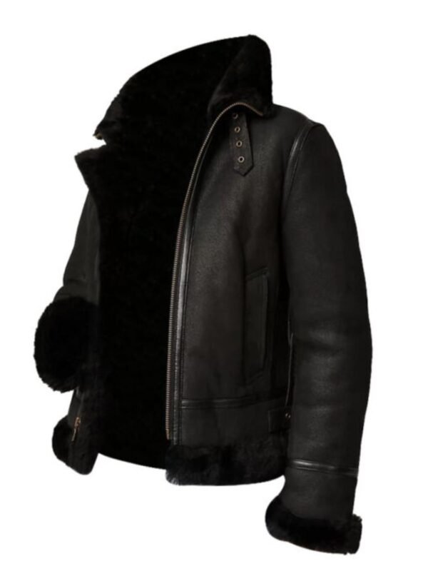 Joel Sheepskin Shearling Fur Black Hooded Jacket