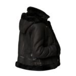 Joel Sheepskin Shearling Fur Black Hooded Jacket