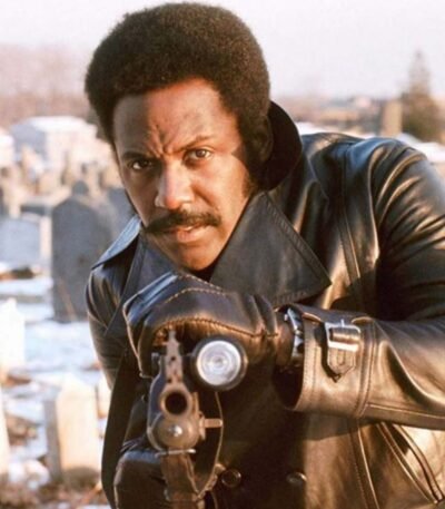 John Shaft 1971 Black Biker Leather Jacket