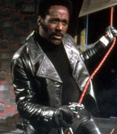 John Shaft 1971 Black Biker Leather Jacket