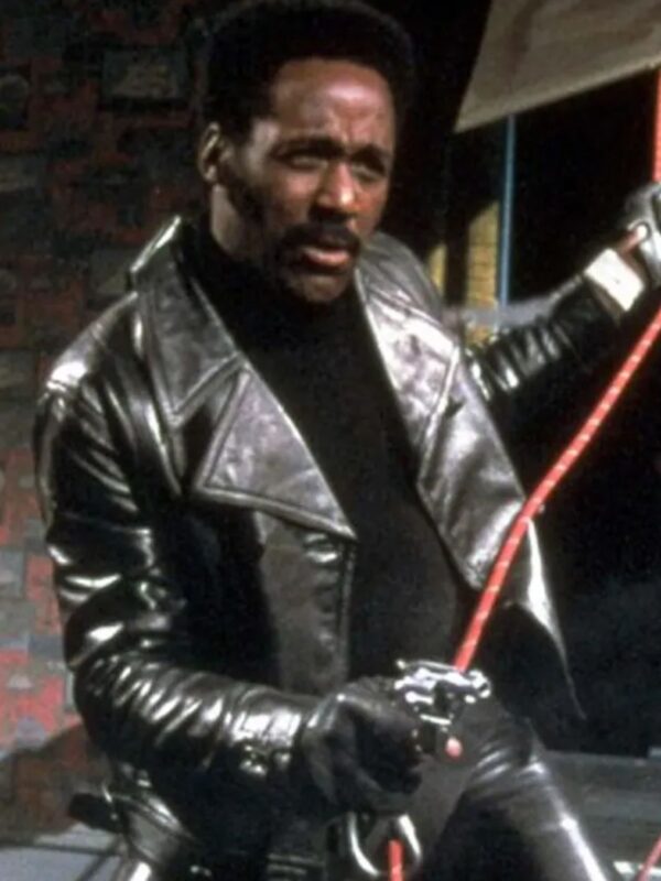 John Shaft 1971 Black Biker Leather Jacket