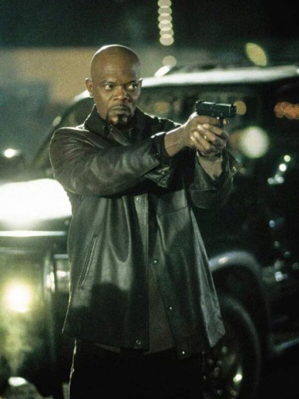 John Shaft 2000 Samuel Jackson Black Leather Jacket