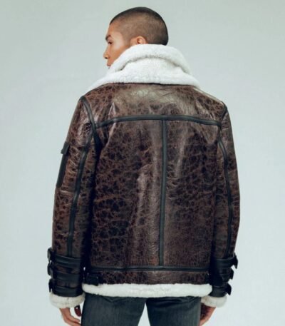 John Triple Belted Cuffs Shearling Leather Jacket