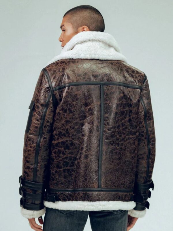 John Triple Belted Cuffs Shearling Leather Jacket