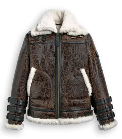 John Triple Belted Cuffs Shearling Leather Jacket