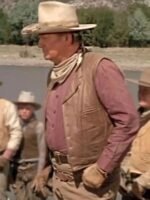 John Wayne The Cowboys Brown Leather Notch Collar Vest