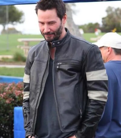 John Wick 2 Cafe Racer Black White Striped Jacket