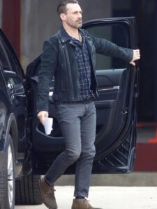 Jon Hamm Baby Driver Buddy Black Biker Jacket