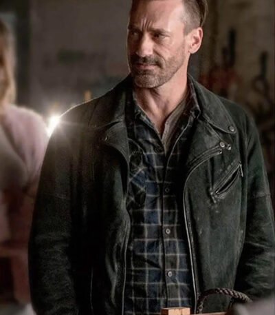 Jon Hamm Baby Driver Buddy Black Biker Jacket