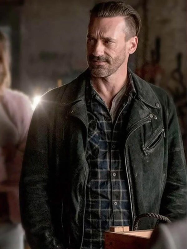 Jon Hamm Baby Driver Buddy Black Biker Jacket