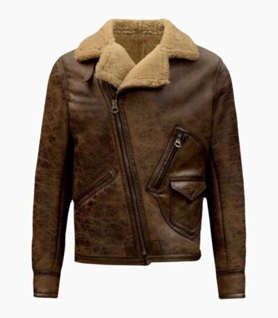 Jones B-3 Shearling Distressed Brown Leather Aviator Jacket