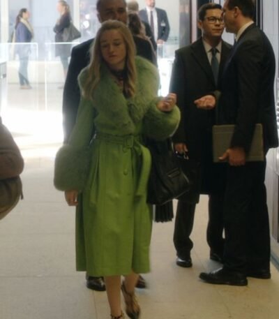 Julia Garner Inventing Anna S01 EP04 Green Long Fur Coat
