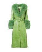 Julia Garner Inventing Anna S01 EP04 Green Long Fur Coat
