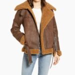 Julie Flight Pilot Brown Shearling Jacket