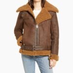 Julie Flight Pilot Brown Shearling Jacket