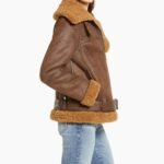 Julie Flight Pilot Brown Shearling Jacket
