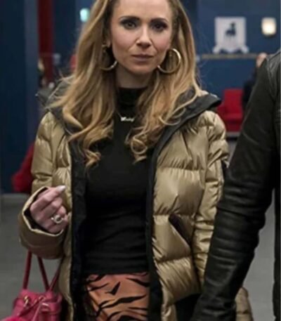 Juno Temple Ted Lasso S02 Keeley Jones Golden Puffer Jacket