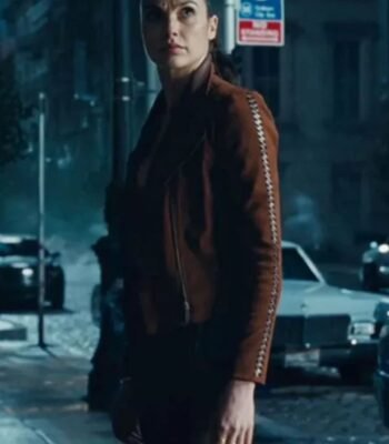Justice League Wonder Woman Suede Leather Biker Brown Jacket