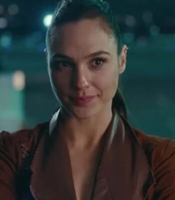 Justice League Wonder Woman Suede Leather Biker Brown Jacket