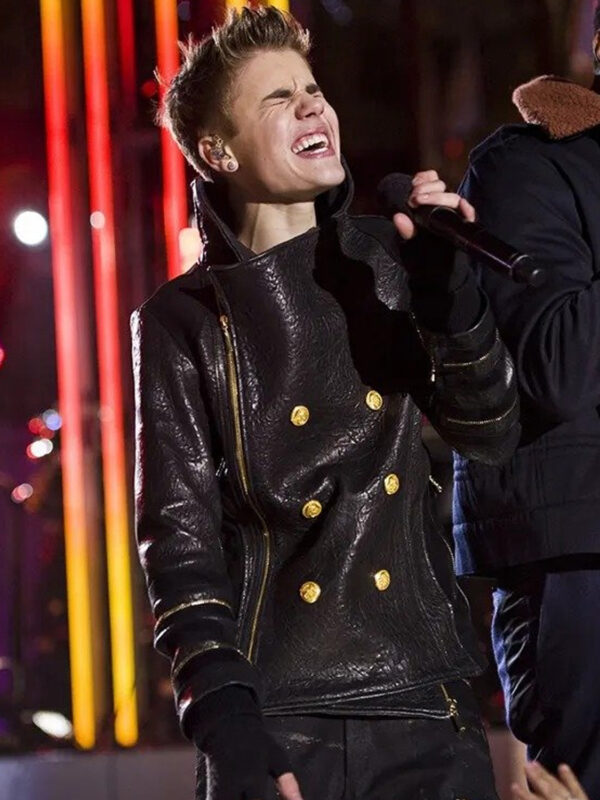 Justin Bieber Christmas Concert Black Leather Jacket