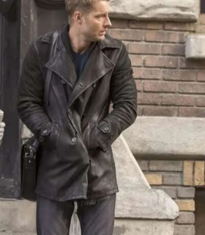 Justin Hartley This is us Black Leather Coat
