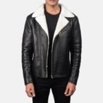 Justin White Shearling Black Leather Jacket