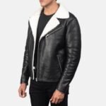Justin White Shearling Black Leather Jacket