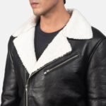 Justin White Shearling Black Leather Jacket
