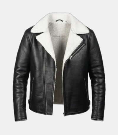Justin White Shearling Black Leather Jacket