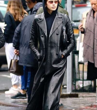 Kaia Jordan Gerber The Matrix Leather Coat