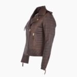 Kara Brown Distressed Biker Leather Jacket