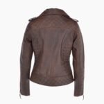 Kara Brown Distressed Biker Leather Jacket