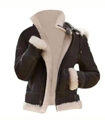 Karen-SF Bomber Aviator Brown Hooded Jacket