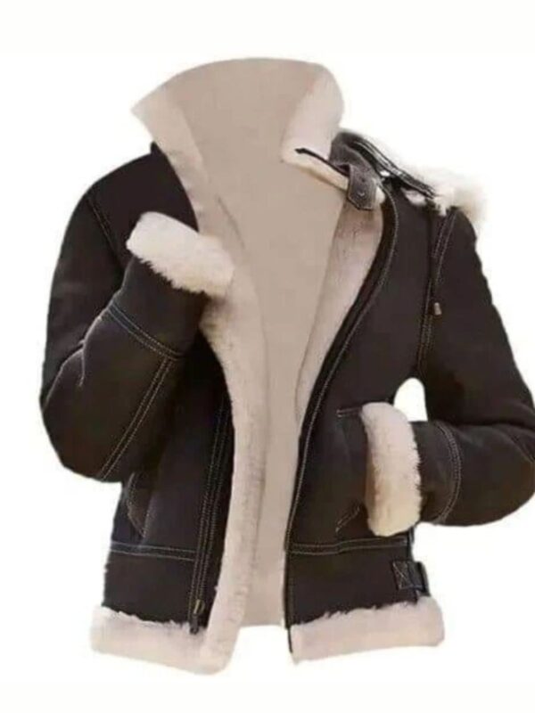 Karen-SF Bomber Aviator Brown Hooded Jacket