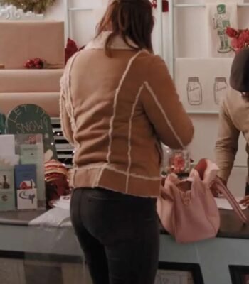 Katherine Barrell Everything Christmas 2023 Shearling Leather Jacket