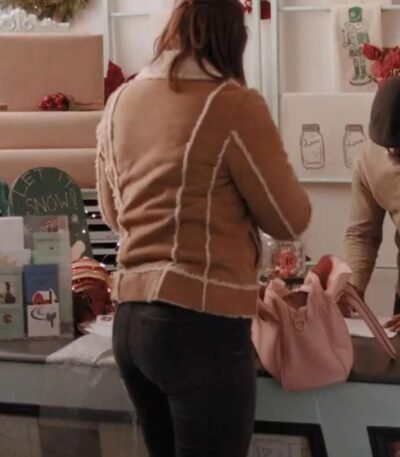 Katherine Barrell Everything Christmas 2023 Shearling Leather Jacket