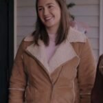 Katherine Barrell Everything Christmas 2023 Shearling Leather Jacket